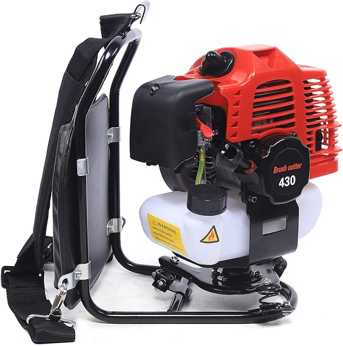 3-in-1 Gas Powered Weed Wacker, 1.7HP 43CC Backpack Grass Trimmer with Spring Shock Absorbers, 2-Stroke Backpack Lawn Edge Cutter for Farmland Weeding, Harvesting, Clearing