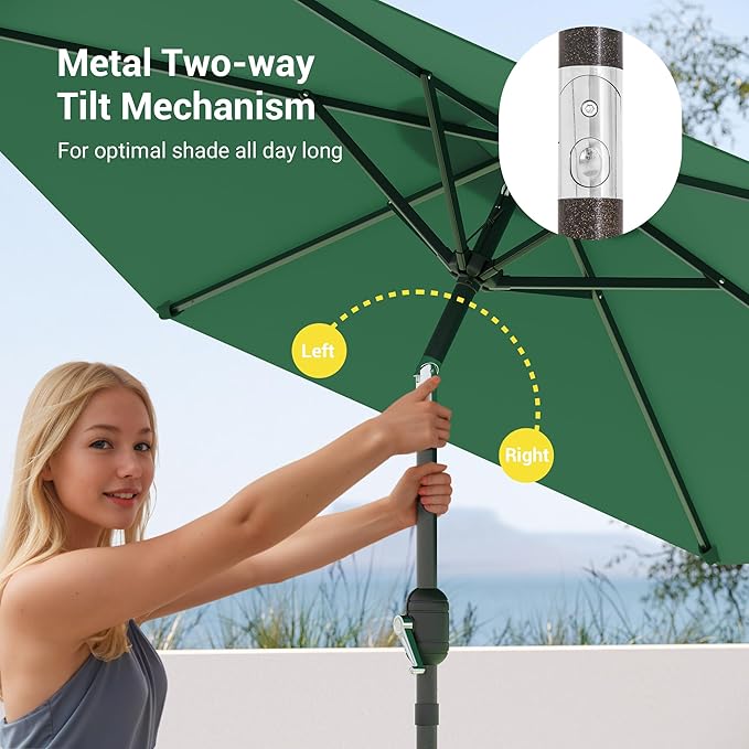 7.5ft Outdoor Umbrella Patio Umbrella,2-Year-Non-Fading,Table Market Patio Umbrella with Push Button Tilt and Crank,for Pool, Deck, Garden,Backyard