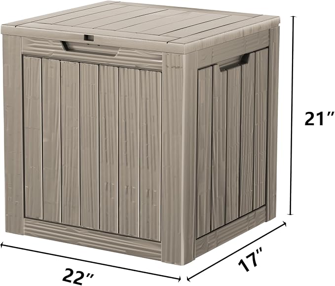 30 Gallon Resin Deck Box, Waterproof Outdoor Storage Box for Patio Furniture Accessories, Garden Tools, Indoor Storage for Cushion, Grey