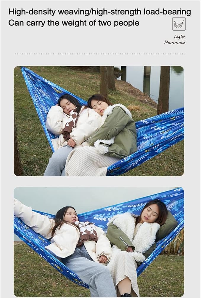 Double Camping Hammock, Lightweight Nylon Portable Hammock with Ropes, Travel Hanging Hammock with Carrying Bag, for Indoor Travel Beach (Color : DoubleE, Size : 260x140cm)