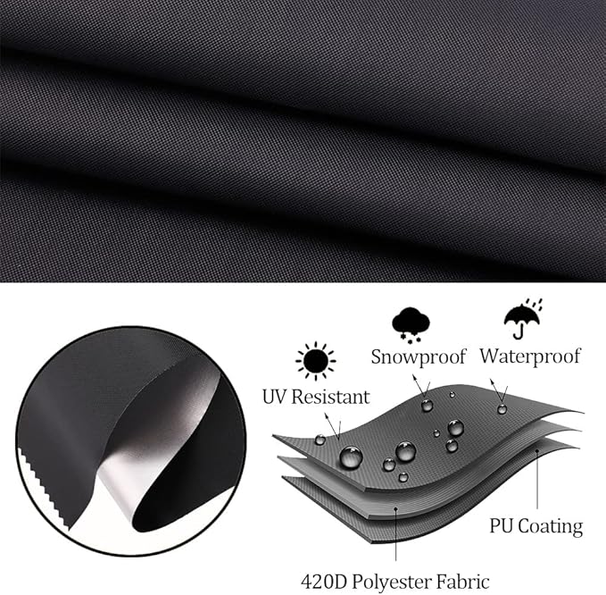 5 Piece Bar Height Patio Furniture Dining Set Covers Waterproof Outdoor 60 Inch Square High Top Patio Bar Height Bistro Table & Chair Sets Winter Cover, Black
