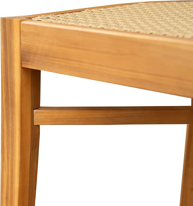 Christopher Knight Home Neeko Acacia Wood Patio Dining Set for 4, Solid Wood Outdoor Dining Table Set for 4, Round Dining Table and Chairs Set of 4, Teak+Light Brown