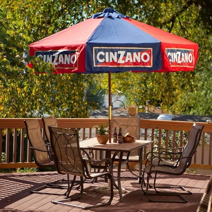 Heininger 1377 Cinzano Red and Blue 9' Market Patio Umbrella