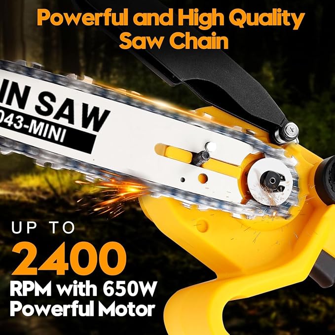 Cordless Mini Chainsaw for Dewalt 20V MAX Battery Powered (NO Battery), Electric Cordless Hand Chainsaw 8 Inch for Wood Cut Tree