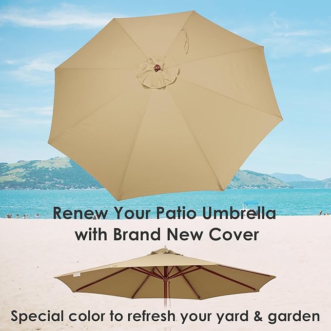 Yescom Patio Umbrella Replacement Outdoor Canopy Beach Backyard Market Table Top Cover
