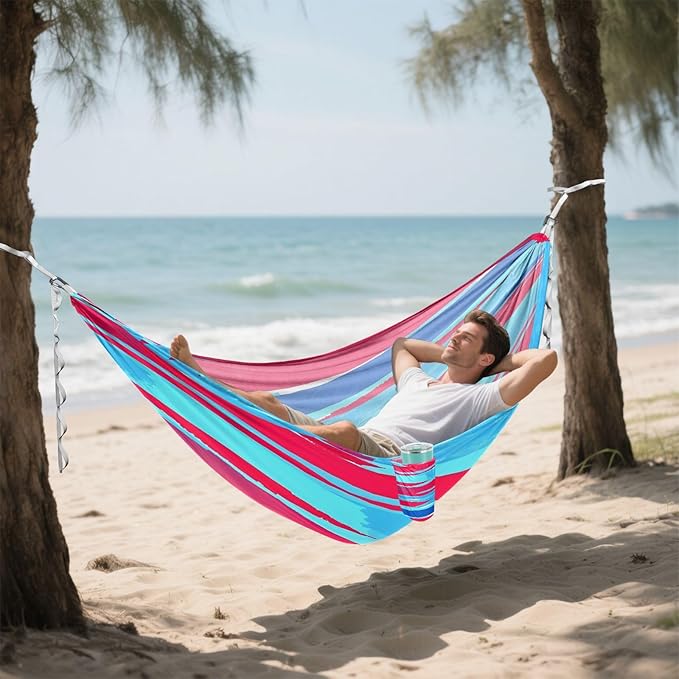 Hammocks for Outside Vivid Striped Background Camping Hammock Portable Hammocks with Tree Straps and Carry Bag Camping Accessories for Hiking Beach Outdoor