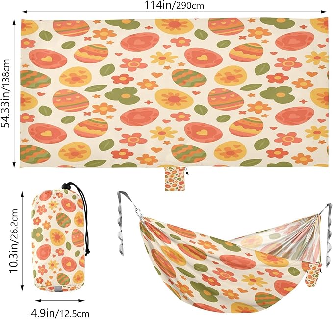 Hammocks for Outside Easter Eggs Camping Hammock Portable Hammocks with Tree Straps and Carry Bag Camping Accessories for Hiking Beach Outdoor
