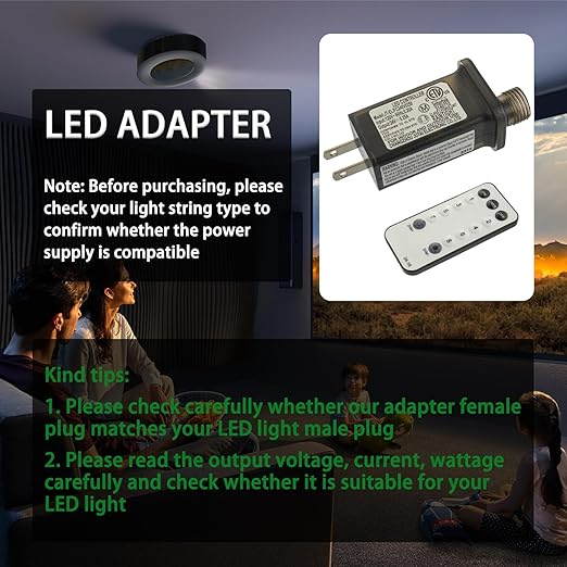 24V 6W 8 Mode LED Controller with Memory Function and IR Remote Control Low Voltage Transformer for Holiday String Lights,not Fit for 8 Mode with Control Box and 1 Mode String Light(1 pcs)