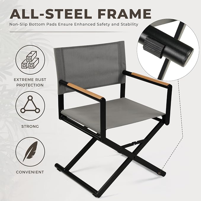 Grand patio 11-Piece Outdoor Dining Set, 10 Extra-Wide Folding Chairs & 1 Rectangle Expandable Table, Sling Mesh Patio Chairs with Wood Grain Table for Yard, Poolside, Deck, 8 Gray and 2 Apricot