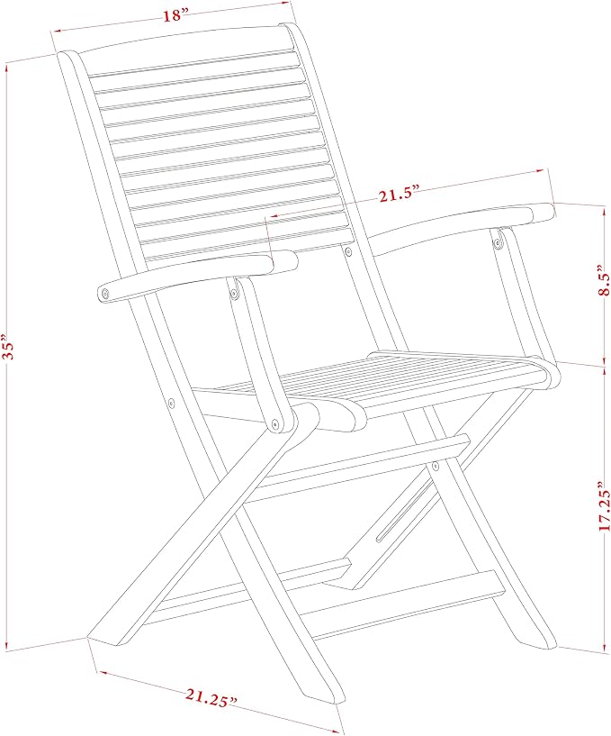 East West Furniture AEHD7CANA 7 Piece Outdoor Patio Dining Sets Consist of a Rectangle Acacia Wood Table and 6 Folding Arm Chairs, 36x60 Inch, Natural Oil