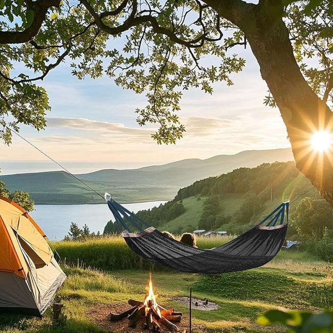 Upgrade Camping Hammock,2025 New Heavy Duty Mesh Hammock,Double & Single Portable Hammocks Hammocks,Sturdy Indoor/Outdoor Hammock Up to 660lbs,Tree Hammocks for Outside, Camping & Patio Relaxation
