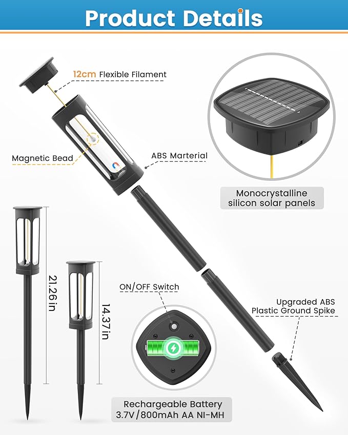 VOLISUN Solar Pathway Lights,8 Pack LED Solar Lights Outdoor Waterproof, Landscape Lighting,Cool White Color Solar Path Lights,Landscape Lights,Solar Garden Lights for Yard Lawn Driveway Walkway