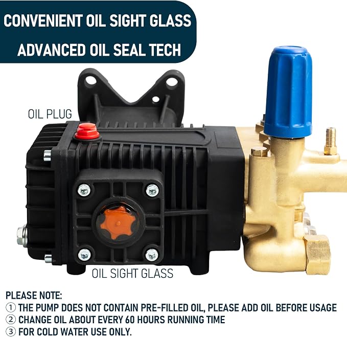 Hourleey Pressure Washer Pump, 4400PSI 4GPM 1" Shaft Horizontal Triplex Plunger Power Washer Pump, Replacement Pressure Pump Kit, Compatible with Simpson MorFlex Models 40224, 40225, 40226