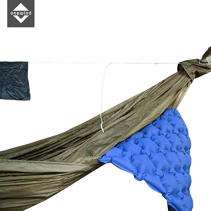 Onewind Camping Hammock, Ultralight Portable Hammock with Adjustable Ridgeline, Outdoor Hammock 20D Ripstop Nylon with 2 * 12Ft Tree Strap, Ideal for Camping, Hiking, Backpacking