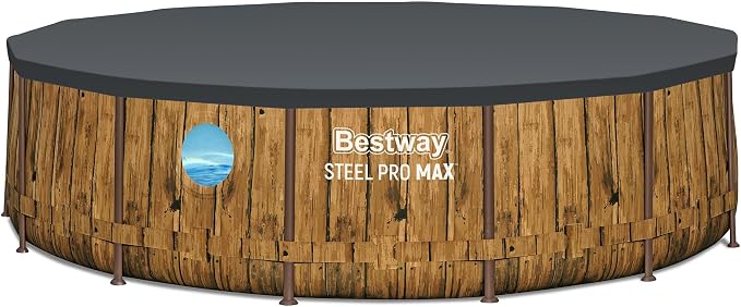 Bestway: Steel Pro MAX - Splashview Round Swimming Pool Set - 14' x 42", Above Ground, Tritech Construction, Filter Pump, Ladder, Cover, ClickConnect