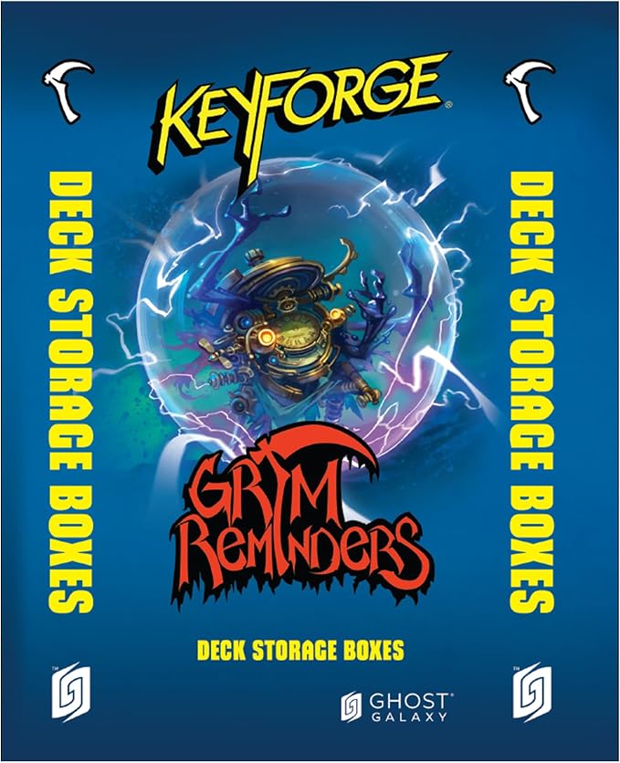 KeyForge Grim Reminders Deck Storage Boxes - 12-Box Display Pack with Set Artwork & House Stickers! Show Deck Name & Houses, Ideal for Keyforge Fans, Made by Ghost Galaxy