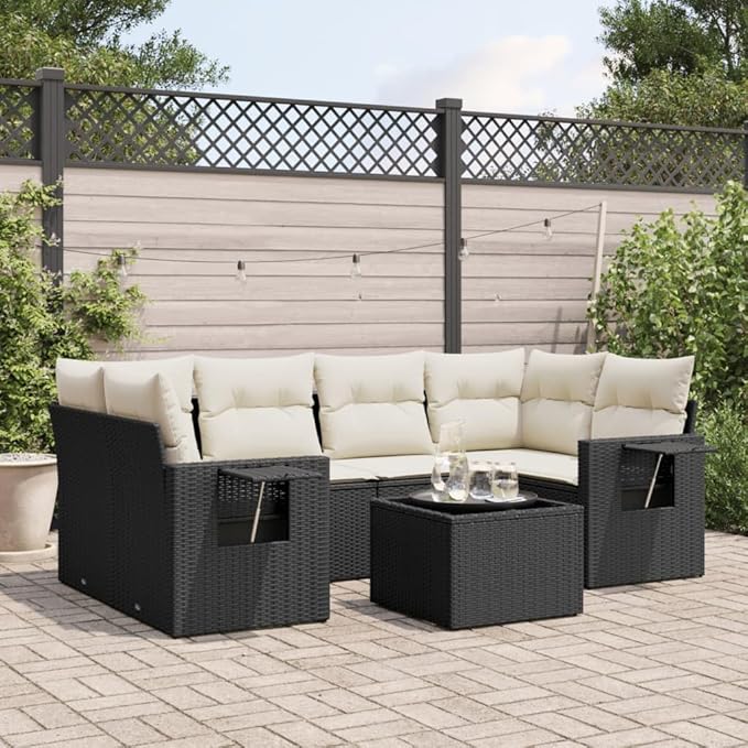 Patio Sofa Set Black, Cream White Outdoor Conversation Set Garden Furniture Collection for backyards