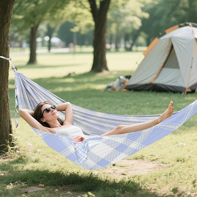 Blue Striped Mesh 330lb Capacity Camping Hammocks with Hanging Rope Indoor Hammock for Indoor Outdoor Patio hamaca para adultos