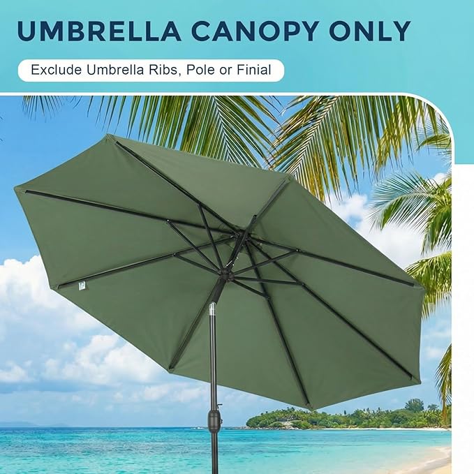 COWVIE Umbrella Canopy Replacement for 8 Ribs Patio Umbrella, Outdoor Table Parasol Replacement for Yard, Canopy Only