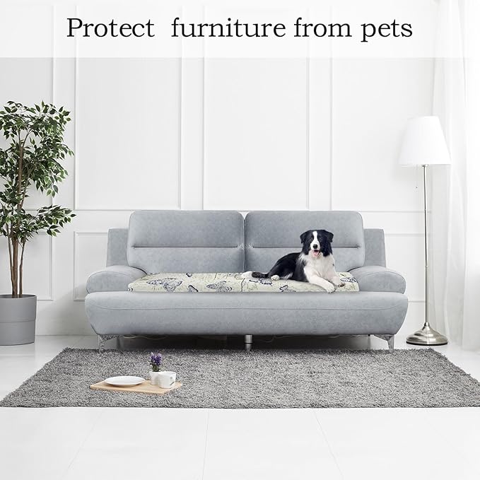 CALBODE 8pcs Outdoor Printed Sofa Seat Cushion Covers Strechable, Waterproof Elastic Half-Covered Sofa Covers Washable Reusable Patio Furniture Protector（Butterlfy, Cover Only）