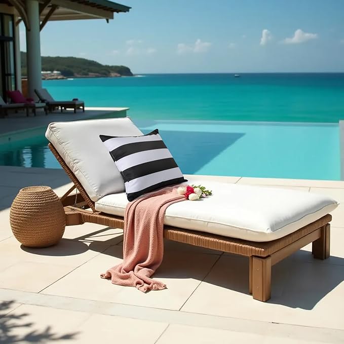 Pack of 2 18x18 Outdoor Pillows, Waterproof Throw Pillows with Inserts, Decorative Patio Pillows for Garden, Couch, Furniture, Sofa, Bed, Living Room(Black and White)