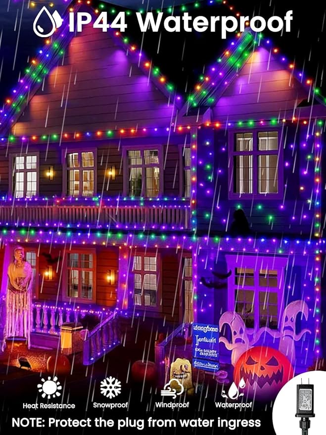 400LED Smart RGB Color Changing String Lights 144FT Orange Fall Light App | Music Sync, Multi Colors and Modes, Timer, Waterproof Twinkle Light Outdoor with Remote for Christmas Halloween Fall Decor