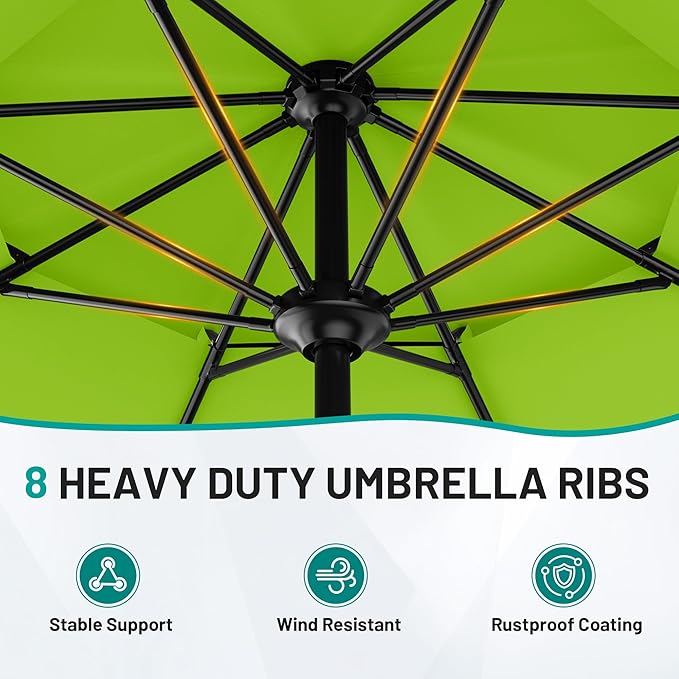AreShark 10ft 2 Tiers Patio Umbrella - Outdoor Umbrella Waterproof UV Protection, Market Table Umbrella w/Push Button Tilt&Crank for Pool, Porch, Garden(Apple Green)