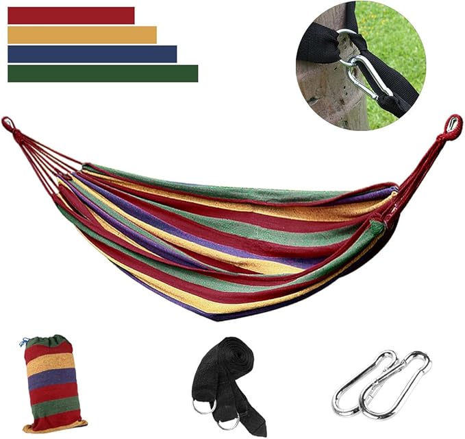 Ruilogod Single/Double Hammock Portable Swing Hanging Bed for Backyard, Park, Outdoor and Indoor Use, Free Carrying Bag Included Red 200cm x 80cm Combo B (id: ce0 86f 291 7f2 c44