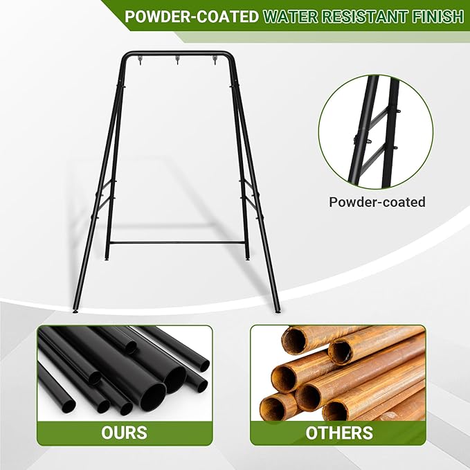 Outdoor Hammock Stand, Heavy Duty A-Frame Metal Stand with 3 Hooks, Weatherproof Design Fits Hammocks & Hanging Chairs, 450 Lbs Capacity for Backyard, Garden, Balcony & Porch