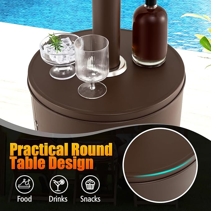 Giantex 50,000 BTU Propane Outdoor Heater, Patio Heater w/Round Table Design, Stainless Steel Burner, Tip-Over & Flame-Out Protection, Propane Heater w/Wheels for Backyard, Garden, Commercial (Bronze)
