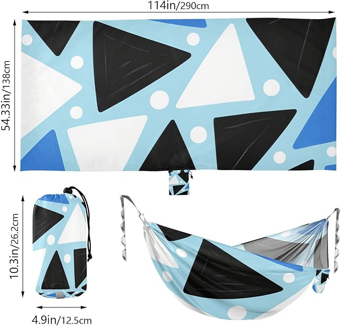 Cute Blue-Black Triangle 330lb Capacity Outdoor Hammock Portable Hammock for Outside Patio Garden hamacas para Patio
