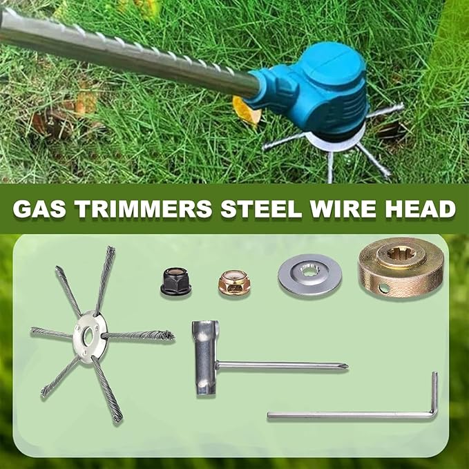 Gas Trimmer Head, Universal Steel Wire Trimmer Head 7" 8" 9" Heavy-Duty Gas Weed Eater Blade, 1" Arbor Replacement for Stihl,Husqvarna,Echo,Ryobi,Toro,Installation Kit Included (9")