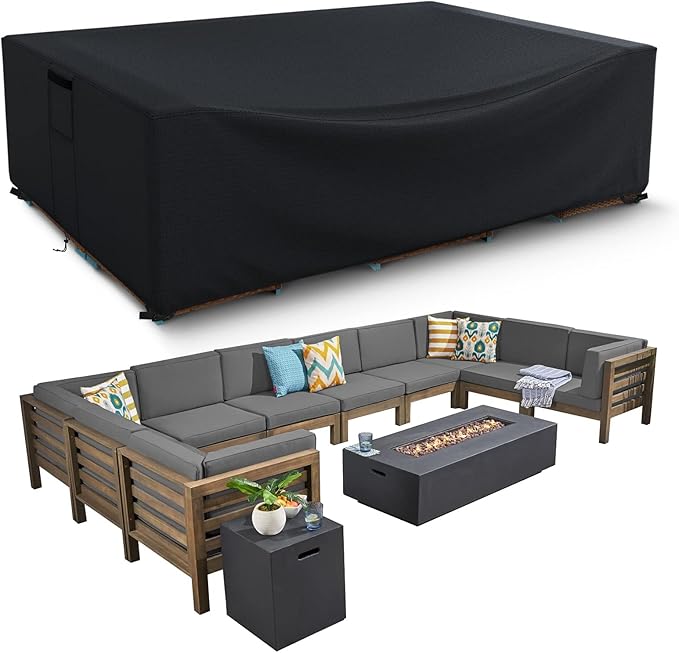 Patio Furniture Covers Waterproof, Heavy Duty 600D Outdoor Furniture Covers for Outside Sectional Sofa Set,Tear Resistance and Anti-UV, Black, 98"L x 78"W x 32"H