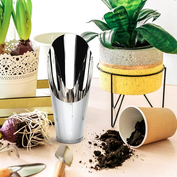 YARNOW Stainless Steel Garden Scoop Small Soil Scooper Handheld Planting Tool for Vegetables Flowers Indoor Outdoor Gardening 6.69In Portable Lightweight