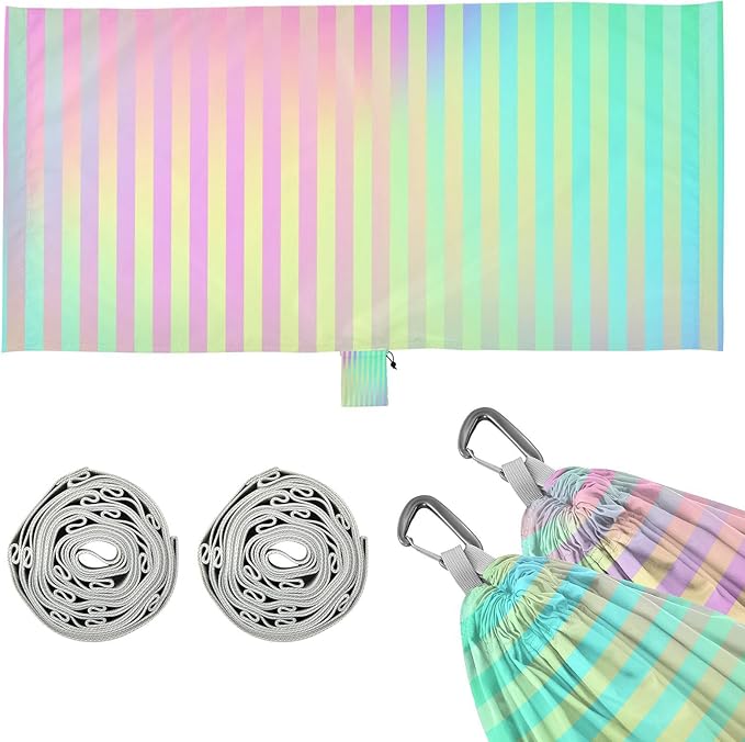 Colorful Laser Design Stripes 330lb Capacity Hammocks for Camping with Hanging Rope Backyard Hammock for Patio Backyard Lounge Base soporte para hamacas para adultos