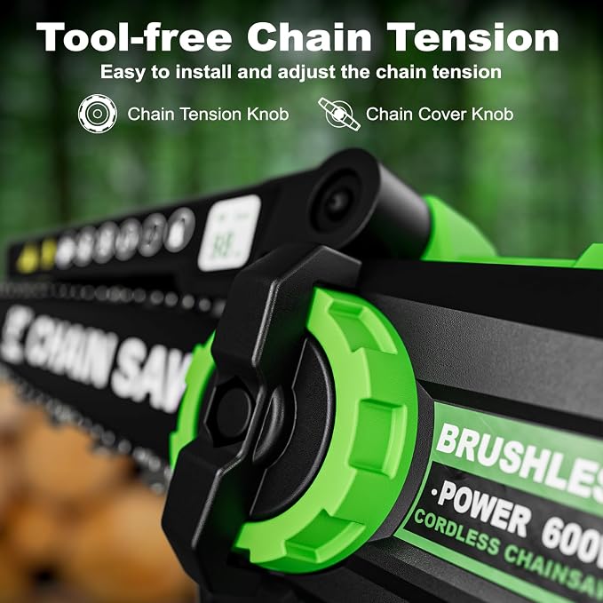 8-Inch Mini Chainsaw with 2Pcs Batteries&Charger, Brushless Cordless Chainsaws with Auto-Oiler, Electric Chain Saw Perfect Gardening Tools for Wood/Trees Pruning, Gifts for Men Women