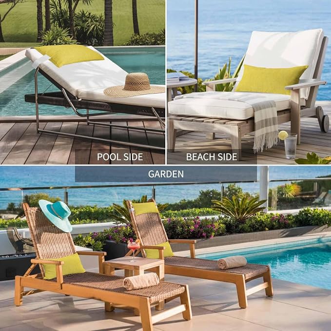 Yellow Outdoor Lumbar Pillow 11x16 Inch, Farmhouse Burlap Solid Yellow Color Modern Linen Texture Waterproof Throw Pillow Covers with Insert, Decorative Chair Cushions for Patio Garden Recliner