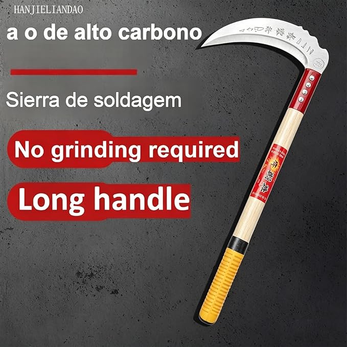 Steel Weeding Sickle,Manganese Steel Blade/Solid Wood Handle Hand held Sickle Tool - Multipurpose Gardening Weeding Grass Sickle and Farming Portable Safety Sickle