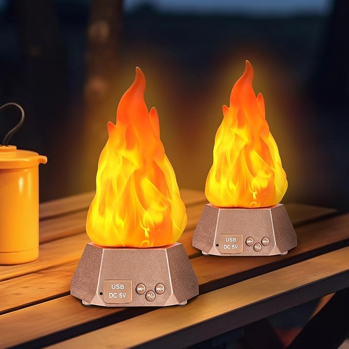 Toodour Outdoor Flame Lights with Bluetooth Speaker, 2 Pack Flickering Flame Decorative Lights with Speaker, Waterproof LED Flame Torche for Camping Garden Deck Patio Path Yard Party Bar Outdoor Decor