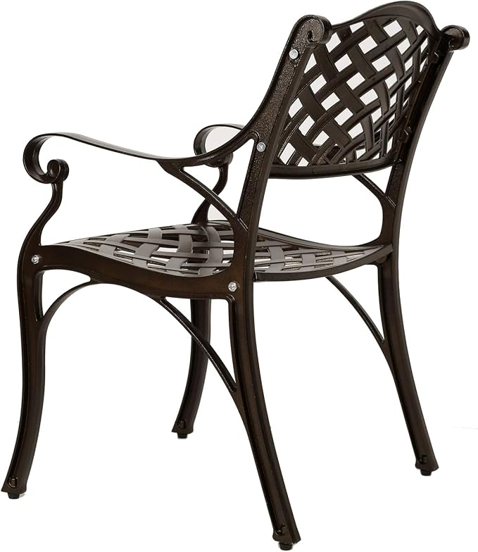 YUSING Outdoor Dining Chairs Set of 2, Cast Aluminum Metal Arm Chairs for Kitchen, Garden, Backyard