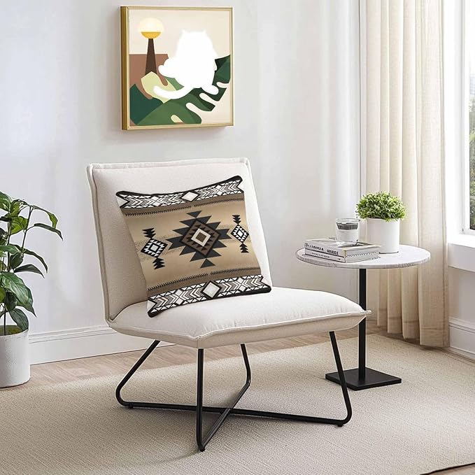 Vandarllin Outdoor Throw Pillows Covers 20x20 inch Set of 2 Waterproof Brown Tribal Style Decorative Zippered Cushion Covers for Patio Furniture, Southwest Native American Lumbar Pillowcases