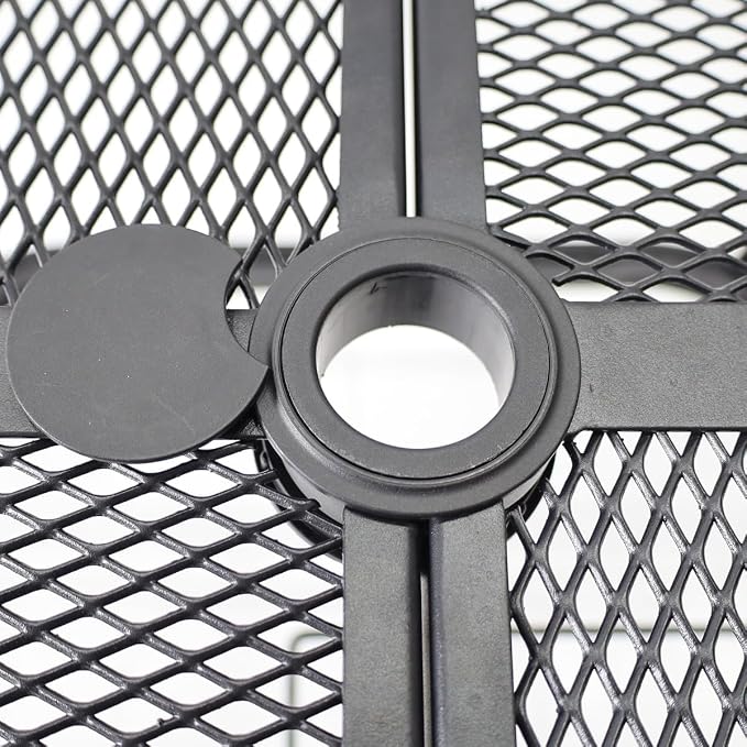 Square Metal Mesh Patio Dining Table for 4, Black Electroplated Steel Outdoor Dining Furniture Table with Umbrella Hole, Patio Furniture for Backyard, Porch, Deck