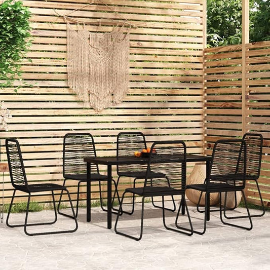 Backyard Furniture Patio Conversation Sets Outdoor Seating 7 Piece Patio Dining Set Black Suitable for Swimming Pool, Courtyard, Garden