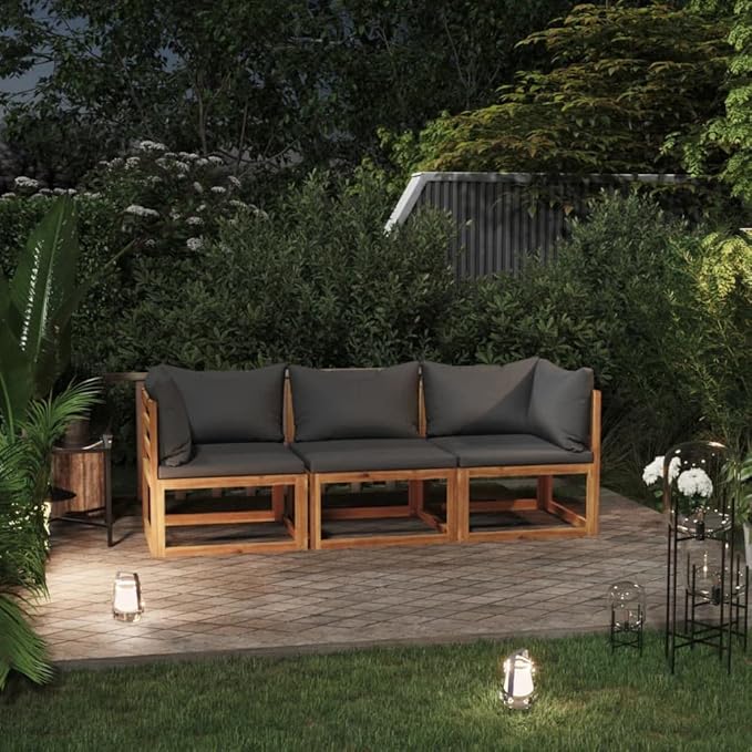 Patio Lounge Set with Cushion,Outdoor Patio Furniture,Outdoor Chat Conversation Set,Garden Furniture Sets,for Patio,Backyard,Garden,Outdoor,3 Piece Solid Acacia Wood