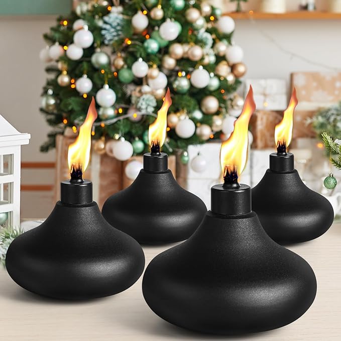 4 Pack Table Top Torches, 24.5oz Citronella Torches for Outside, Decorative Tabletop Lantern for Yard, Patio, Deck, Garden, Party, Landscape