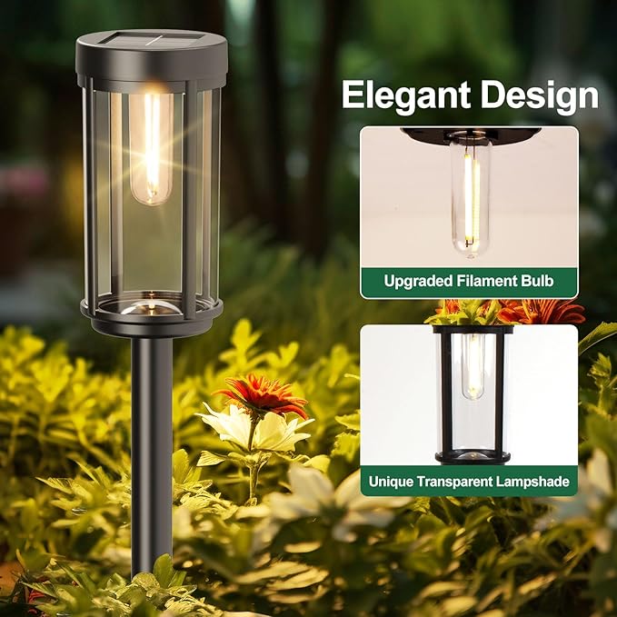 8 Pack Solar Lights Outdoor Waterproof for Garden Walkway Pathway Lawn Yard Decorative Modern Landscape Lighting. (Warm White, 8)