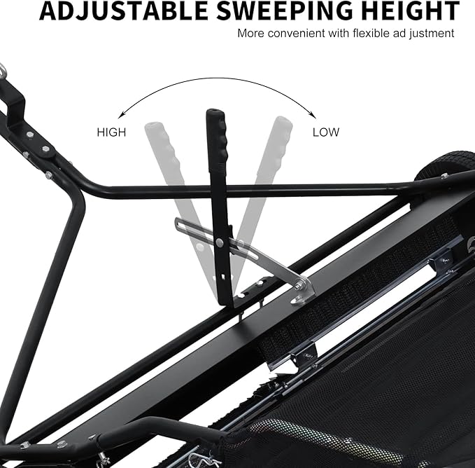 44 Inch Tow Behind Lawn Sweeper - Heavy Duty Adjustable Height Pull Behind Lawn Sweeper, 25 cu. ft Large Capacity Leaf & Grass Collector Hopper for Yard, Lawns, Farm （US Fast Arrival）