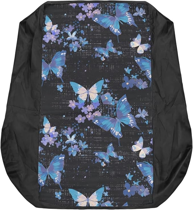 Seat Cover for Lawn Mowers & Tractors,Tractors Decorations, Butterfly Floral Waterproof Heavy Duty Riding Lawn Mower Seat Cushion with Back Pocket