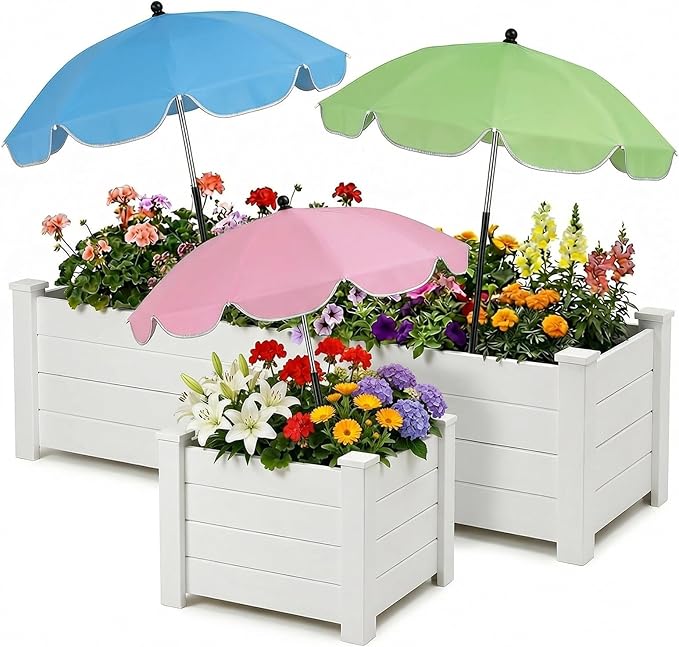 Garden Plant Umbrellas for Outdoor Plants, 24'' Upgraded Plant Shade Umbrella, 39.4'' Higher Sun Protection Cover Umbrellas with Windproof Base for Patio, Flower Pots, Garden Beds, Potted Plants