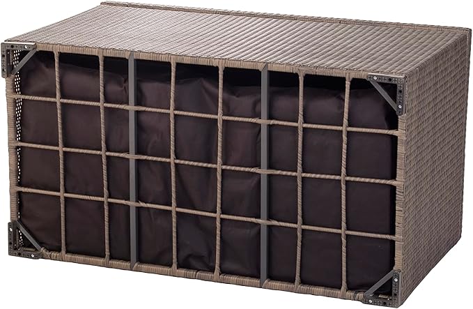 Alfresco Home 353-1619 Sicuro Large Wicker Cushion Storage w/Hydraulic lid Deck Box, Taupe